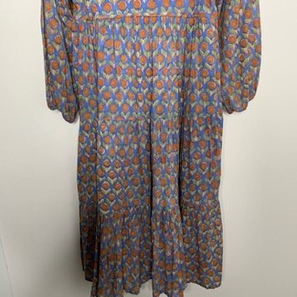 Emerson Fry India Collection Heirloom Maxi Dress Wednesday Flower Blues Womens - Picture 10 of 16